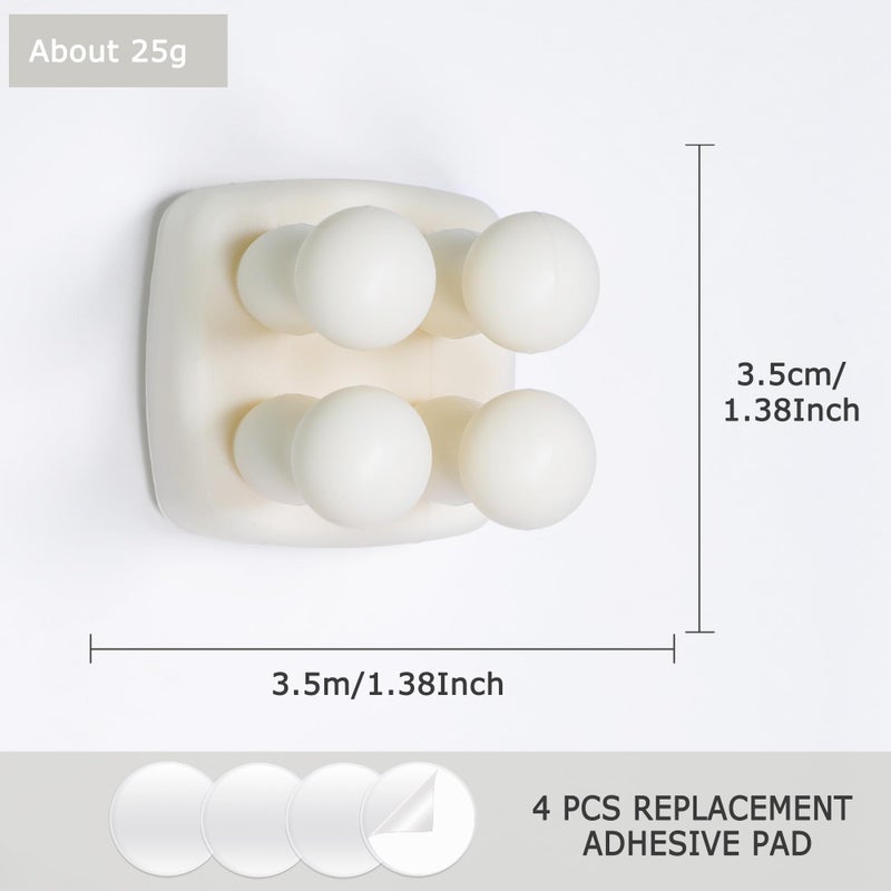 XoYoZo Silicone Toothbrush Holder Multi-Function Hook Waterproof self Adhesive Single Toothbrush Hook Plug Holder for Wall for Hanging Bathroom Kitchen Living Room Office (Square-Cream) - Image 4
